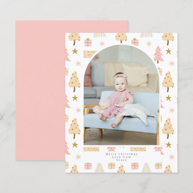 Lámina PRESUPUESTO Árbol de Navidad Foto rosa personaliza (Anverso / Reverso)