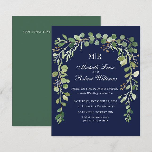 Lámina PRESUPUESTO Arco floral azul boda primavera verano (Anverso / Reverso)