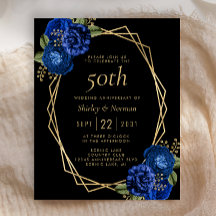 Presupuesto Azul Floral Dorado Negro 50 Aniversari