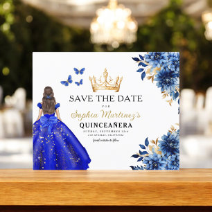 Lámina Presupuesto Azul Real Salven la fecha Quinceanera