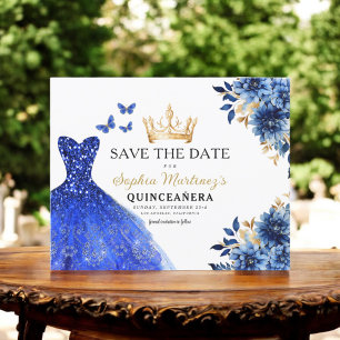 Lámina Presupuesto Azul Real Salven la fecha Quinceanera