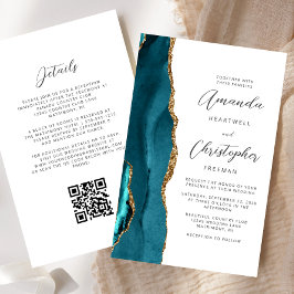Lámina Presupuesto Azul Teal Oro Ágata Código QR Boda