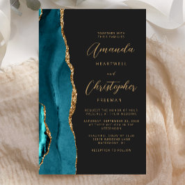 Lámina Presupuesto Azul Teal Oro Ágata Oscuro Boda