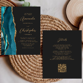 Lámina Presupuesto Azul Teal Oro Ágata Oscuro Código QR B