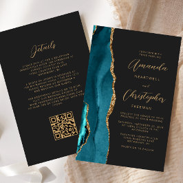 Lámina Presupuesto Azul Teal Oro Ágata Oscuro Código QR B