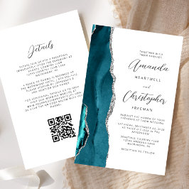 Lámina Presupuesto Azul Teal Plata Agata Código QR Boda