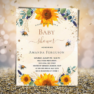Lámina Presupuesto Baby Shower abejas de girasol eucalipt