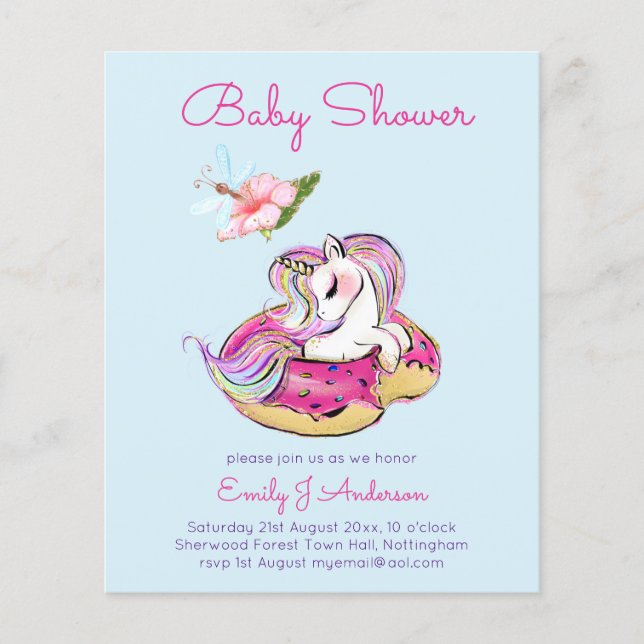 Lámina PRESUPUESTO Baby Shower Cubo de Chicas de donut de (Anverso)