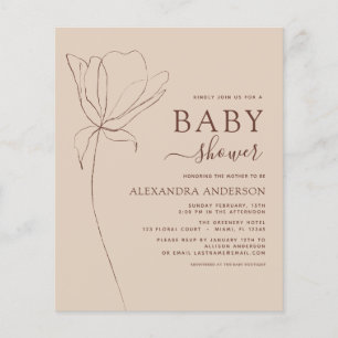 Lámina Presupuesto Baby Shower Minimalista Floral Botánic