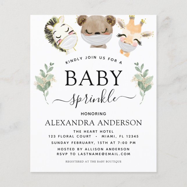 Lámina Presupuesto Baby Shower Sprinkle Woodland Eucalypt (Anverso)