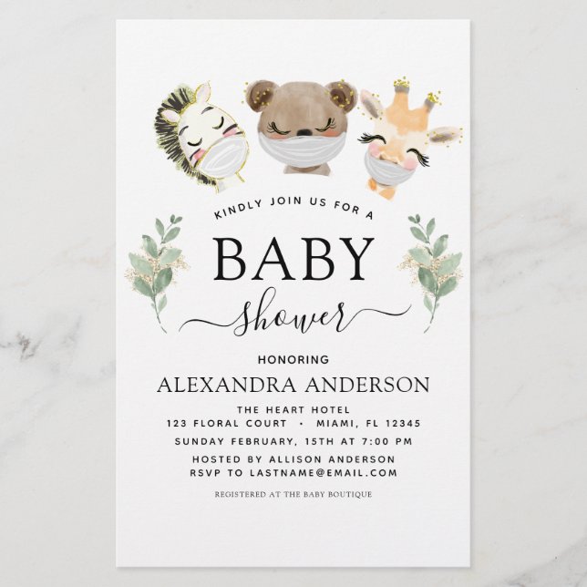 Lámina Presupuesto Baby Shower Woodland Eucalyptus Greene (Anverso)
