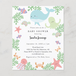 Lámina Presupuesto bajo el mar Baby Shower Cute Pastel