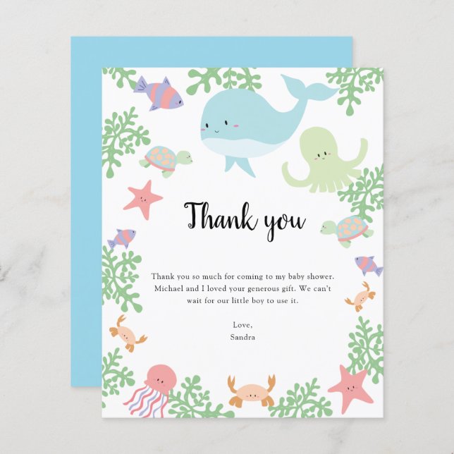 Lámina Presupuesto bajo el mar Baby Shower Gracias Kawaii (Anverso / Reverso)