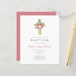 Lámina Presupuesto Bautismo Chica floral cruzado rosa