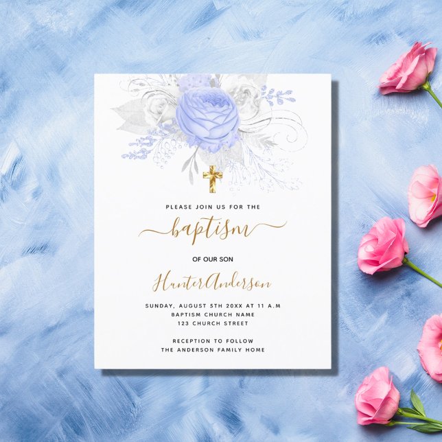 Lámina Presupuesto Bautismo ligero azul florines niño bla (Subido por el creador)