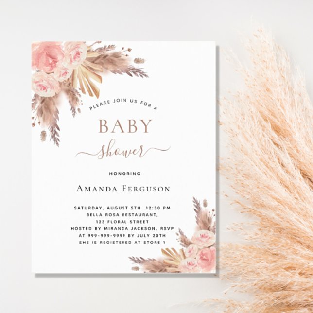 Lámina Presupuesto Bebé ducha boho pampas rosa oro (Subido por el creador)