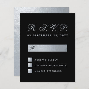 Lámina Presupuesto Black Faux Silver Caligraphy Wedding R