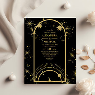 Lámina Presupuesto Black Gold Celestial Stars Boda 