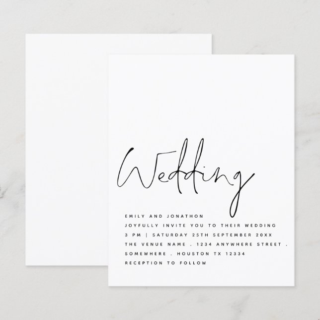 Lámina PRESUPUESTO Blanco Blanco Blanco Elegante Invitaci (Anverso / Reverso)