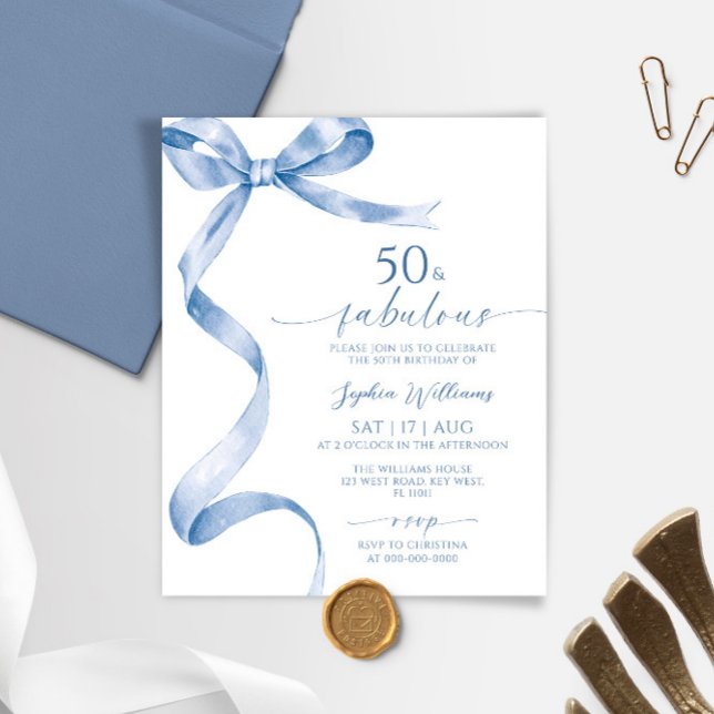 Lámina Presupuesto Blue Bow 50 e invitación fabulosa para (Subido por el creador)