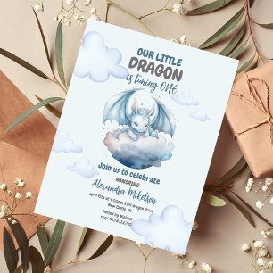Lámina Presupuesto Blue Watercolor Dragon Bebé Primer Cum