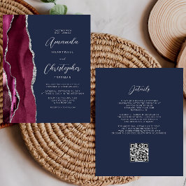 Lámina Presupuesto Boda Burgundy Plata Ágata Navy Código 