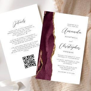 Lámina Presupuesto Boda Código QR Agata Oro Burdeos