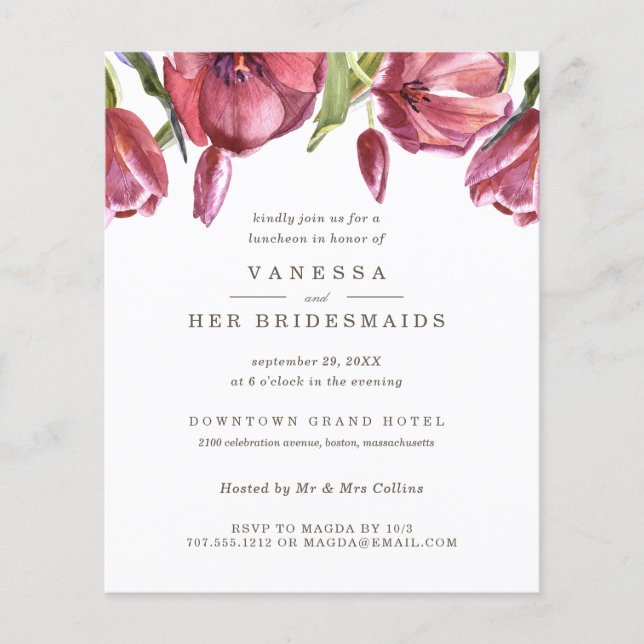 Lámina PRESUPUESTO Boda DE CACERAS Rojas BRIDESMAIDS Lunc (Anverso)