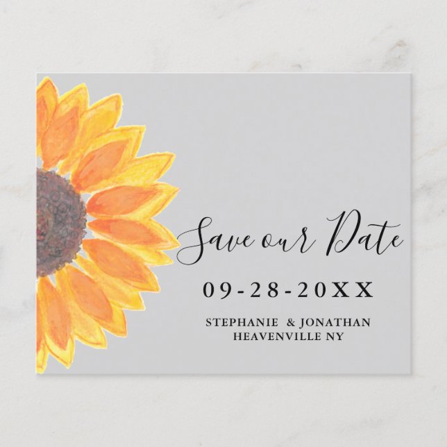 Lámina Presupuesto Boda de girasol Gray Guardar nuestra t (Anverso)