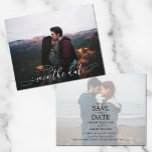 Lámina Presupuesto Boda de guión romántico Foto Guardar f<br><div class="desc">Su foto y las palabras "guardar la fecha" en la parte delantera y sus detalles en otra o la misma foto en la parte posterior, personalizan esta pequeña boda de 4.5" x 5.6", excepto las tarjetas de fecha impresas en su elección de 3 tamaños de papel de material de 110...</div>