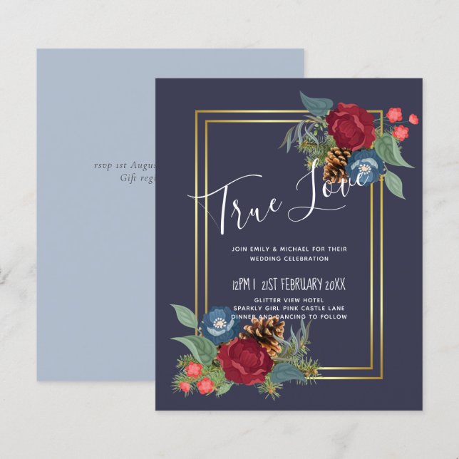 Lámina PRESUPUESTO Boda de invierno Borgoña Azul Verde az (Anverso / Reverso)