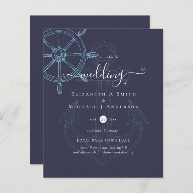 Lámina PRESUPUESTO Boda de las ruedas de los buques náuti (Anverso / Reverso)