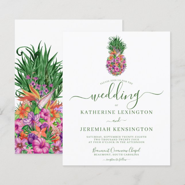 Lámina PRESUPUESTO Boda de piña floral tropical (Anverso / Reverso)