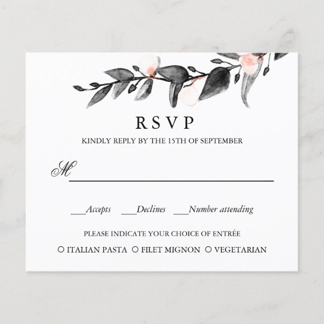 LÁMINA PRESUPUESTO BODA DE PINO NEGRO BODA RSVP ELECCIÓN  (Anverso)