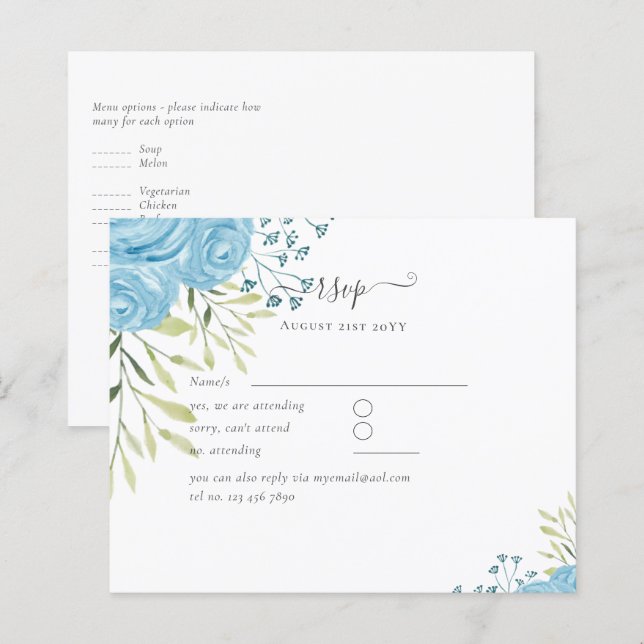 Lámina Presupuesto Boda de Rosas azules polvorientos (Anverso / Reverso)