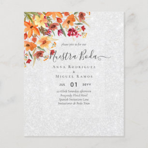 Lámina PRESUPUESTO BODA Español Flores de otoño Naranja B