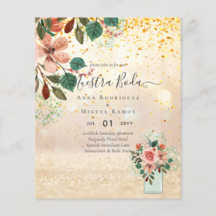 Lámina presupuesto Boda español Invitacions Burgundy Flor