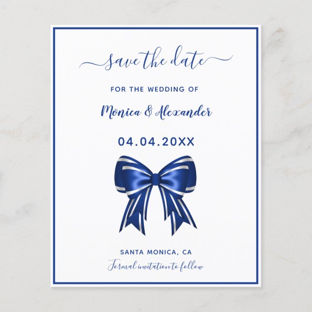 Lámina Presupuesto boda real con arco blanco azul Save th (Anverso)