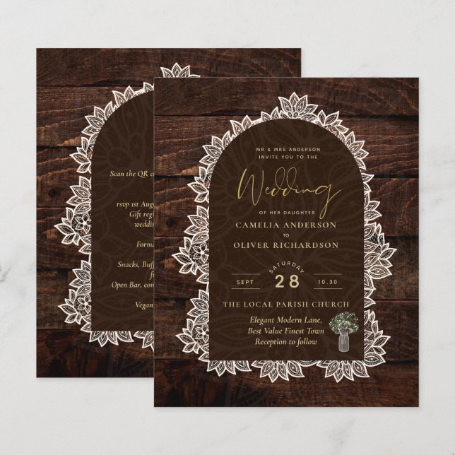 Lámina PRESUPUESTO Boda Rústico de Woodland Wood Lace INV (Anverso / Reverso)