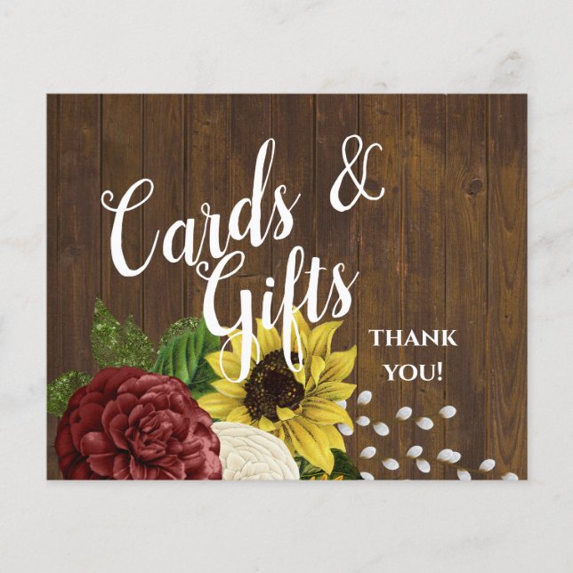 Lámina Presupuesto Boda temático de Borgoña y girasoles (Anverso)