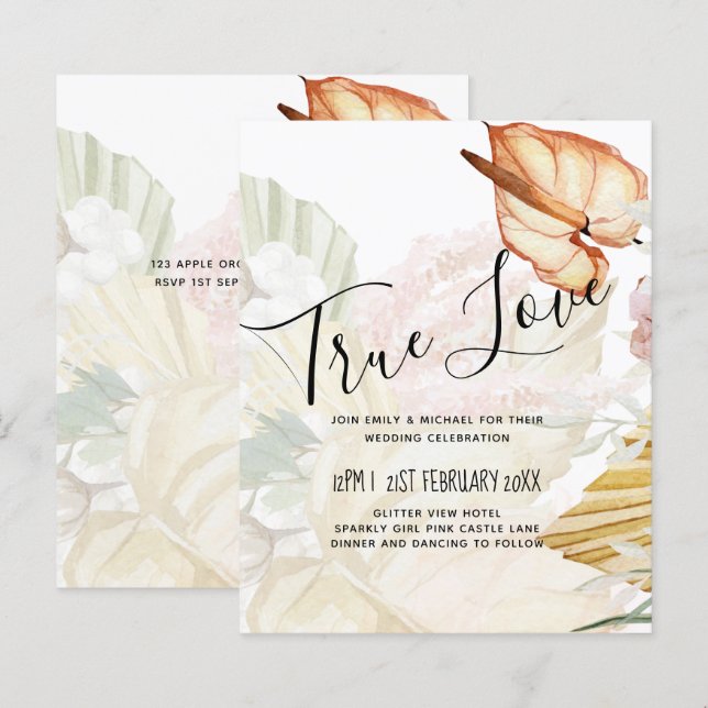 Lámina PRESUPUESTO Boda Tropical Pampas Grass Terracotta (Anverso / Reverso)