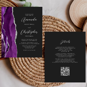 Lámina Presupuesto Bodas Código QR Agate Morado Plata Osc