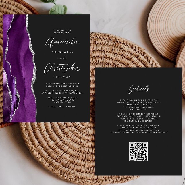 Lámina Presupuesto Bodas Código QR Agate Morado Plata Osc (Subido por el creador)
