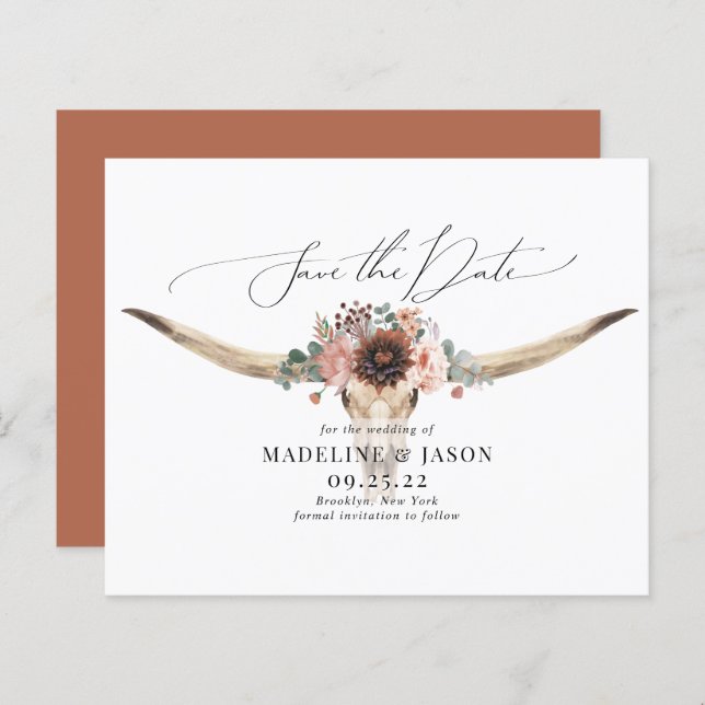Lámina PRESUPUESTO Bohemian Floral Skull Wedding Save the