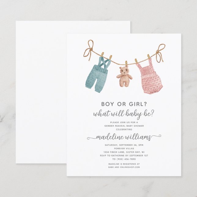 Lámina PRESUPUESTO BOHO Ropa de bebé Género Reventador Du (Anverso / Reverso)