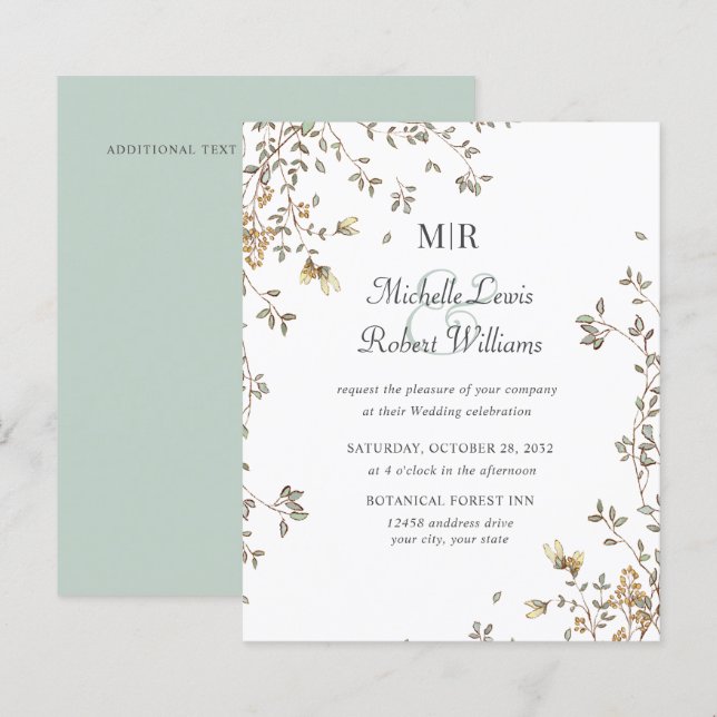 Lámina PRESUPUESTO Boho Rustic sale de la boda de Garden (Anverso / Reverso)