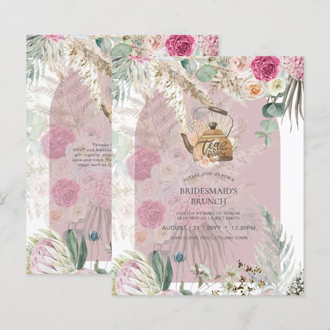 Lámina PRESUPUESTO Boho TEA FIESTA Pampas Ducha de Novias (Anverso / Reverso)