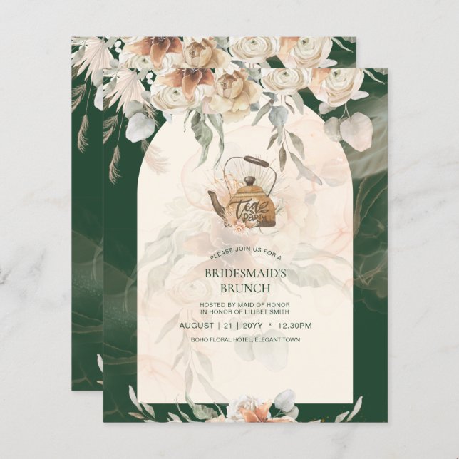 Lámina PRESUPUESTO Boho TEA FIESTA Pampas Ducha de Novias (Anverso / Reverso)