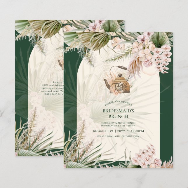 Lámina PRESUPUESTO Boho TEA FIESTA Pampas Ducha de Novias (Anverso / Reverso)