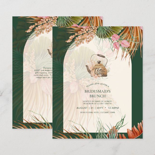 Lámina PRESUPUESTO Boho TEA FIESTA Pampas Ducha de Novias (Anverso / Reverso)